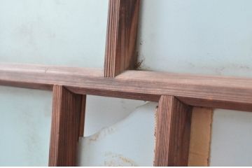アンティーク建具　大正ロマン　無双腰板　ノスタルジックな雰囲気あふれるガラス戸1枚(引き戸、建具)(R-080618)
