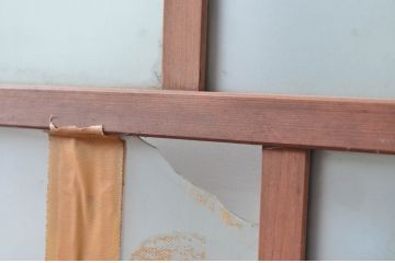 アンティーク建具　大正ロマン　無双腰板　ノスタルジックな雰囲気あふれるガラス戸1枚(引き戸、建具)(R-080618)