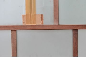アンティーク建具　大正ロマン　無双腰板　ノスタルジックな雰囲気あふれるガラス戸1枚(引き戸、建具)(R-080618)