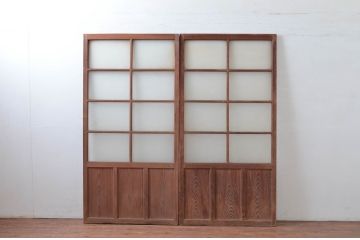アンティーク建具　古い味わいのあるガラス戸2枚セット(引き戸、建具)(R-080621)