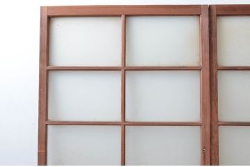 アンティーク建具　古い味わいのあるガラス戸2枚セット(引き戸、建具)(R-080621)