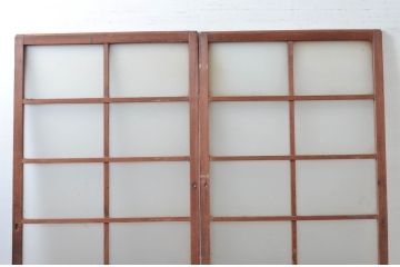 アンティーク建具　古い味わいのあるガラス戸2枚セット(引き戸、建具)(R-080621)