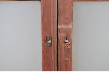 アンティーク建具　古い味わいのあるガラス戸2枚セット(引き戸、建具)(R-080621)
