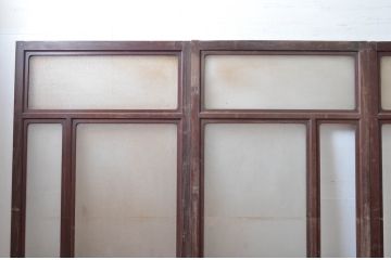 アンティーク建具　上手物!!　レトロな雰囲気感じる凝ったデザインのガラス戸4枚セット(引き戸、建具)(R-080622)