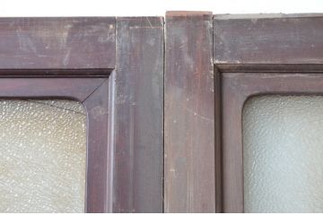 アンティーク建具　上手物!!　レトロな雰囲気感じる凝ったデザインのガラス戸4枚セット(引き戸、建具)(R-080622)