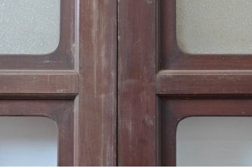 アンティーク建具　上手物!!　レトロな雰囲気感じる凝ったデザインのガラス戸4枚セット(引き戸、建具)(R-080622)
