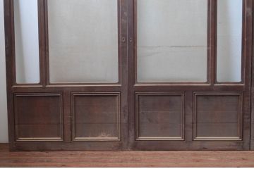 アンティーク建具　上手物!!　レトロな雰囲気感じる凝ったデザインのガラス戸4枚セット(引き戸、建具)(R-080622)