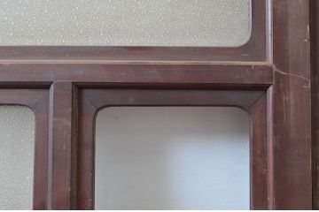 アンティーク建具　上手物!!　レトロな雰囲気感じる凝ったデザインのガラス戸4枚セット(引き戸、建具)(R-080622)
