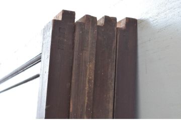アンティーク建具　上手物!!　レトロな雰囲気感じる凝ったデザインのガラス戸4枚セット(引き戸、建具)(R-080622)