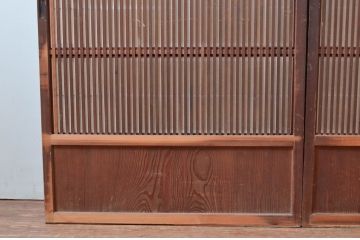 アンティーク建具　ノスタルジックな雰囲気漂う裏障子付きの格子戸2枚セット(引き戸、建具)(R-080623)