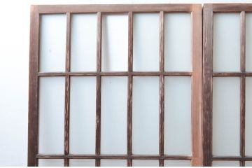 アンティーク建具　風情ある佇まいが魅力的なガラス戸2枚セット(引き戸、建具)(R-080624)