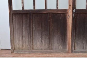 アンティーク建具　風情ある佇まいが魅力的なガラス戸2枚セット(引き戸、建具)(R-080624)