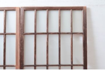 アンティーク建具　風情ある佇まいが魅力的なガラス戸2枚セット(引き戸、建具)(R-080624)