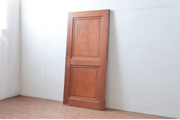 アンティーク建具　特注!!　上手物!!　総欅(ケヤキ)材　框の柾目と鏡板の柾目が美しい扉1枚(ドア、木製扉、建具)(R-080627)