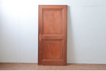 アンティーク建具　特注!!　上手物!!　総欅(ケヤキ)材　框の柾目と鏡板の柾目が美しい扉1枚(ドア、木製扉、建具)(R-080627)
