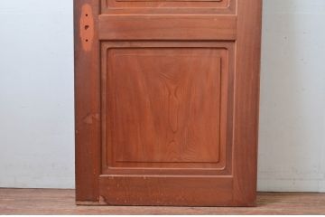 アンティーク建具　特注!!　上手物!!　総欅(ケヤキ)材　框の柾目と鏡板の柾目が美しい扉1枚(ドア、木製扉、建具)(R-080627)
