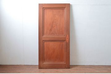 アンティーク建具　特注!!　上手物!!　総欅(ケヤキ)材　框の柾目と鏡板の柾目が美しい扉1枚(ドア、木製扉、建具)(R-080627)