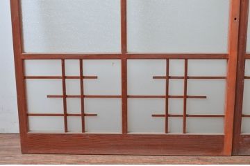 アンティーク建具　ノスタルジックな雰囲気溢れるガラス窓2枚セット(引き戸、ガラス戸)(R-080628)