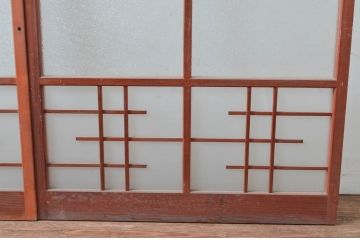 アンティーク建具　ノスタルジックな雰囲気溢れるガラス窓2枚セット(引き戸、ガラス戸)(R-080628)