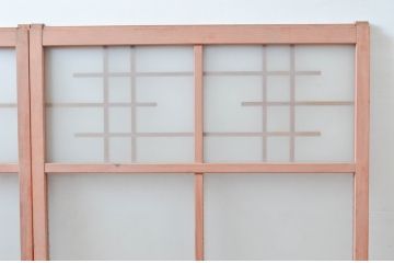 アンティーク建具　ノスタルジックな雰囲気溢れるガラス窓2枚セット(引き戸、ガラス戸)(R-080628)