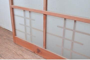 アンティーク建具　ノスタルジックな雰囲気溢れるガラス窓2枚セット(引き戸、ガラス戸)(R-080628)