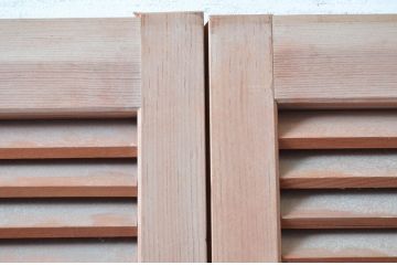 アンティーク建具　木の温もりを感じる幅狭ルーバー引き戸4枚セット(ジャロジー戸、雨戸、木製)(R-080631)