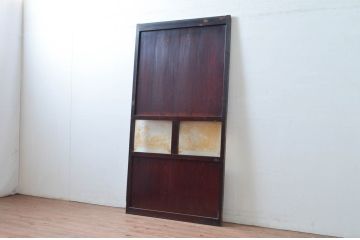 アンティーク建具　落ち着いた和の空間を演出するガラス帯戸1枚(引き戸、板戸)(R-080632)