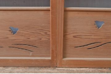 アンティーク建具　情緒あふれる空間づくりにおすすめの夏戸4枚セット(建具、簾戸、御簾戸、簀戸、葭戸、夏障子、引き戸、すど)(R-080634)