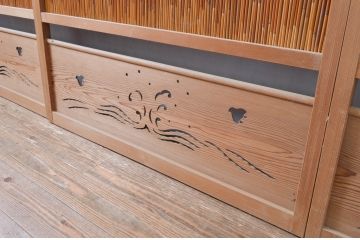 アンティーク建具　情緒あふれる空間づくりにおすすめの夏戸4枚セット(建具、簾戸、御簾戸、簀戸、葭戸、夏障子、引き戸、すど)(R-080634)