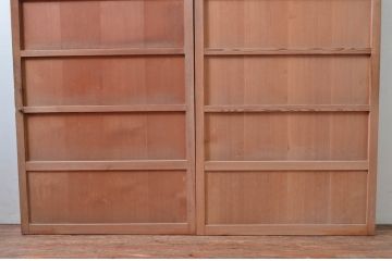 アンティーク建具　上手物!!　杉材柾目　モールガラス入り!古い数寄屋の狐格子が魅力的な板戸2枚セット(きつね格子、引き戸、ガラス戸、建具)(R-080635)