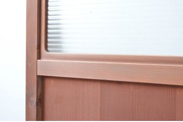 アンティーク建具　上手物!!　杉材柾目　モールガラス入り!古い数寄屋の狐格子が魅力的な板戸2枚セット(きつね格子、引き戸、ガラス戸、建具)(R-080635)