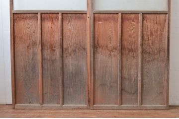 アンティーク建具　時を経た風合いが味わい深い背の高いガラス引き戸2枚セット(引き戸、建具)(R-080637)