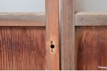 アンティーク建具　時を経た風合いが味わい深い背の高いガラス引き戸2枚セット(引き戸、建具)(R-080637)