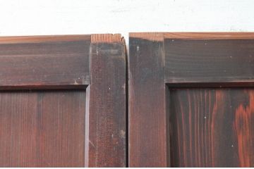アンティーク建具　深みのある色合いが魅力的な格子帯戸2枚セット(引き戸、格子戸)(R-080638)