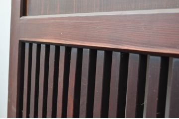 アンティーク建具　深みのある色合いが魅力的な格子帯戸2枚セット(引き戸、格子戸)(R-080638)