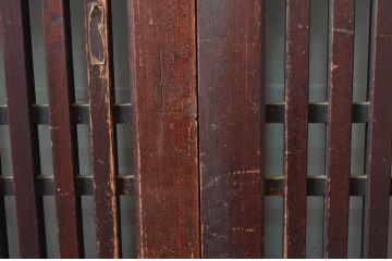 アンティーク建具　深みのある色合いが魅力的な格子帯戸2枚セット(引き戸、格子戸)(R-080638)