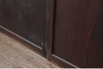 アンティーク建具　深みのある色合いが魅力的な格子帯戸2枚セット(引き戸、格子戸)(R-080638)