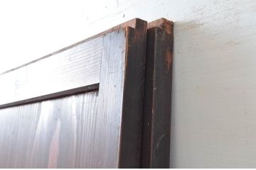 アンティーク建具　深みのある色合いが魅力的な格子帯戸2枚セット(引き戸、格子戸)(R-080638)
