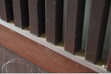 アンティーク建具　深みのある色合いが魅力的な格子帯戸3枚セット(引き戸、格子戸)(R-080639)