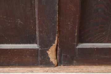 アンティーク建具　深みのある色合いが魅力的な格子帯戸3枚セット(引き戸、格子戸)(R-080639)