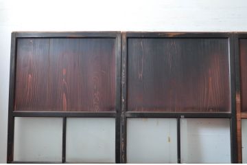 アンティーク建具　古民家インテリアにおすすめのガラス帯戸4枚セット(引き戸、板戸)(R-080640)