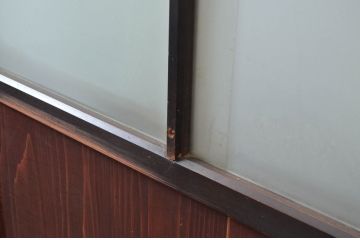 アンティーク建具　古民家インテリアにおすすめのガラス帯戸4枚セット(引き戸、板戸)(R-080640)
