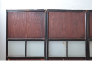 アンティーク建具　古民家インテリアにおすすめのガラス帯戸4枚セット(引き戸、板戸)(R-080640)
