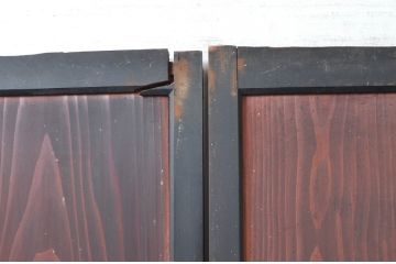 アンティーク建具　古民家インテリアにおすすめのガラス帯戸4枚セット(引き戸、板戸)(R-080640)