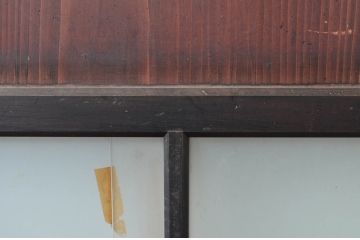 アンティーク建具　古民家インテリアにおすすめのガラス帯戸4枚セット(引き戸、板戸)(R-080640)
