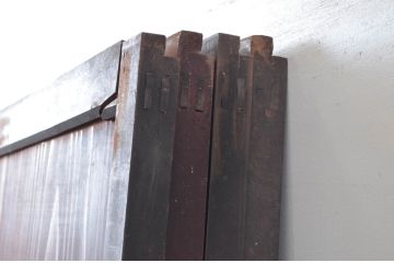 アンティーク建具　古民家インテリアにおすすめのガラス帯戸4枚セット(引き戸、板戸)(R-080640)