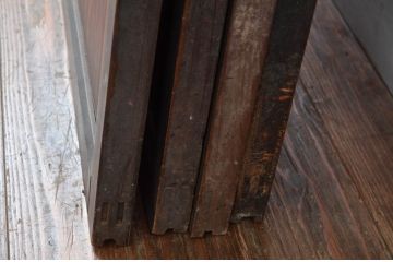 アンティーク建具　古民家インテリアにおすすめのガラス帯戸4枚セット(引き戸、板戸)(R-080640)