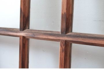 アンティーク建具　経年を感じさせる古い木味のガラス戸1枚(引き戸、建具)(R-080641)