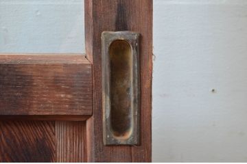 アンティーク建具　経年を感じさせる古い木味のガラス戸1枚(引き戸、建具)(R-080641)