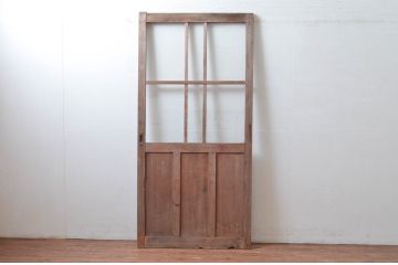 アンティーク建具　素朴で味わいのある古い木味が魅力のガラス戸1枚(引き戸、建具)(R-080642)